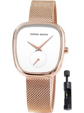 Womens Gold White Analog Quartz Stainless Steel Vintage Rectangular Luxury Watch